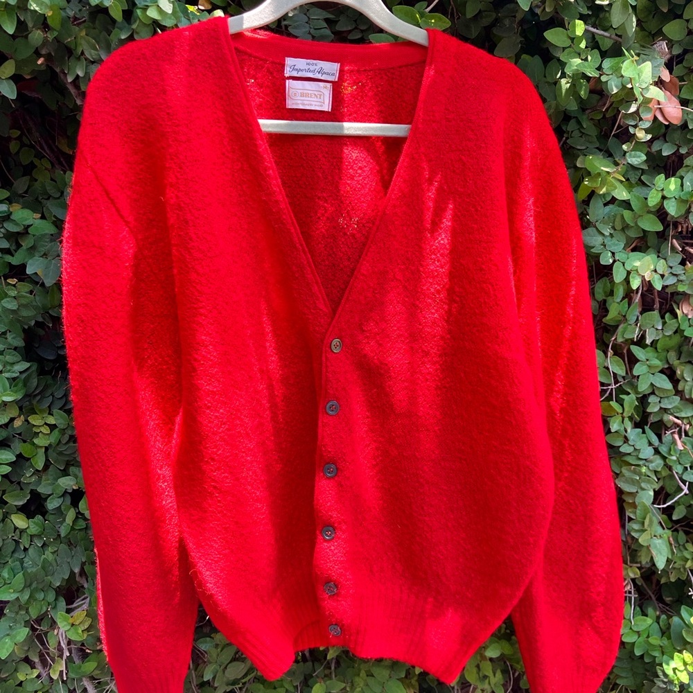 A very nice vintage Brent Red Alpaca Cardigan